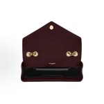 SAINT LAURENT YSL LOULOU distressed bronze metal accessories single-shoulder bag, small size for women in wine red